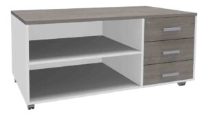 Steely manager / Console mobile 3 tiroirs plats Chêne gris