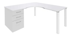 Exprim / Bureau compact symétrique avec caisson Blanc perle