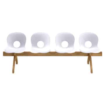 Olivia Wood Beam / Olivia chaises sur poutre bois 4 places blanc