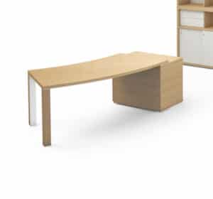 Kara / Bureau courbe avec caisson porteur Chêne clair