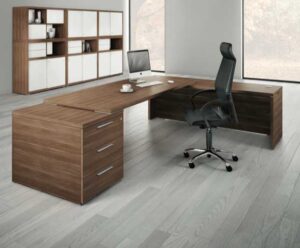 Kara / Bureau de direction avec retour L250 cm Noyer ambré