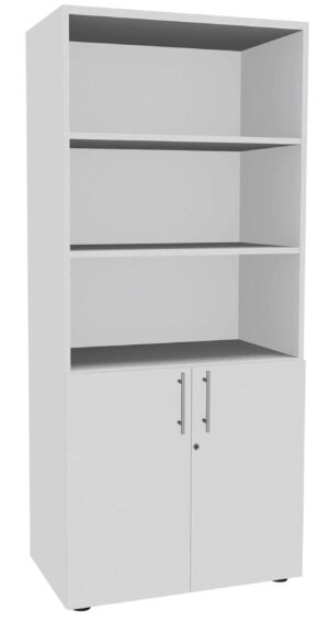 Pro / Armoire haute 2 portes basses H180 x L80 x P47 cm Blanc perle