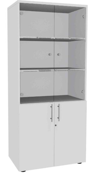 Pro / Etagère haute portes vitrées H180 x L80 x P47 cm Blanc perle
