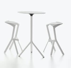 Miura / Table haute ronde Ø 80 cm rabattable Hpl Blanc