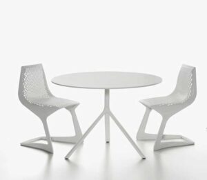 Miura / Table de réunion ronde Ø 100 cm rabattable Hpl Blanc