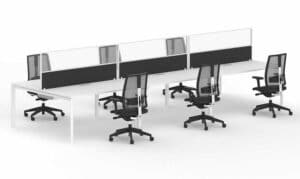 Bureaubench / Bureau 6 postes séparation vitrée et tissu