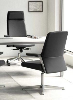 Teos / Fauteuil de conférence pivotant en cuir