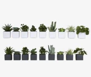 Lot de 9 pots carrés Tanaman / Plantes artificielles décoratives