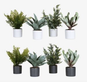 Lot de 4 pots ronds Tanaman / Plantes artificielles décoratives