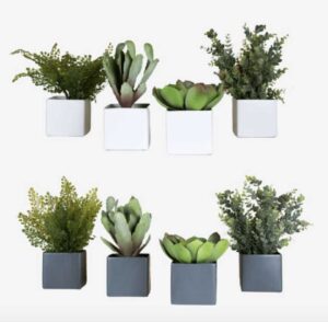 Lot de 4 pots carrés Tanaman / Plantes artificielles décoratives