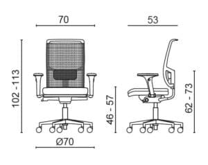 Zed Milani / Fauteuil de bureau dossier résille