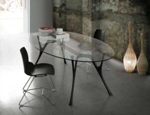 Pegaso Caimi / Table ovale en verre
