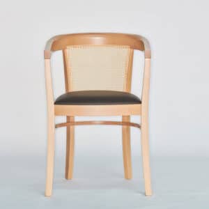 Charles Cane / Fauteuil en bois dossier canné