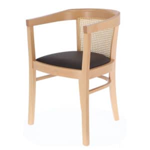 Charles Cane / Fauteuil en bois dossier canné