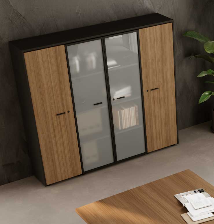88114_2 - MonBureauDesign Delta las mobili / Armoire haute vitrée + Rangement latéraux Las Mobili (ref. 88114i)